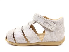Pom Pom sandals glitter silver with velcro